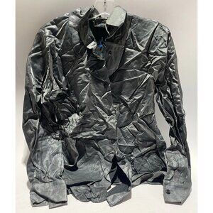 Button Down Shiny Gray Blouse Ellen Tracy Women's Size 2